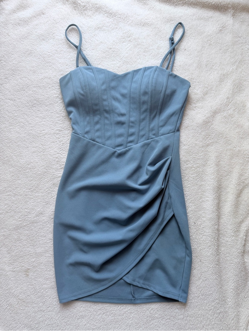Blue Ruched Bodycon Mini Dress - Picture 2 of 9
